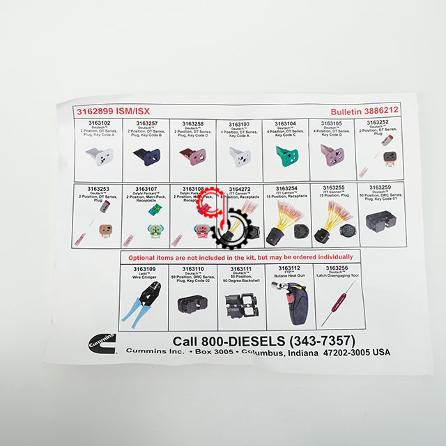 3162899 Ремкомплект жгута проводов Cummins Детали судового дизельного двигателя ISX QSX 